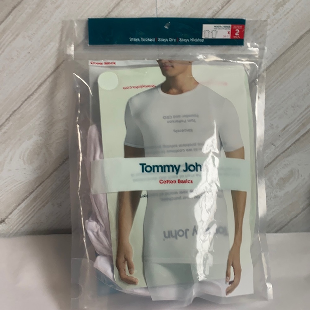 New Tommy John 2 pack cotton basics white crew neck tee shirts undershirts S